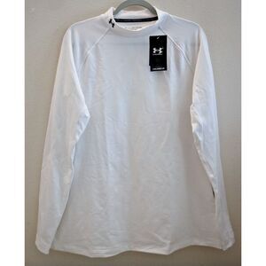 Under Armour 1368702-100 Women's Sz 2XL White Authentics Mock-Neck L/S Shirt